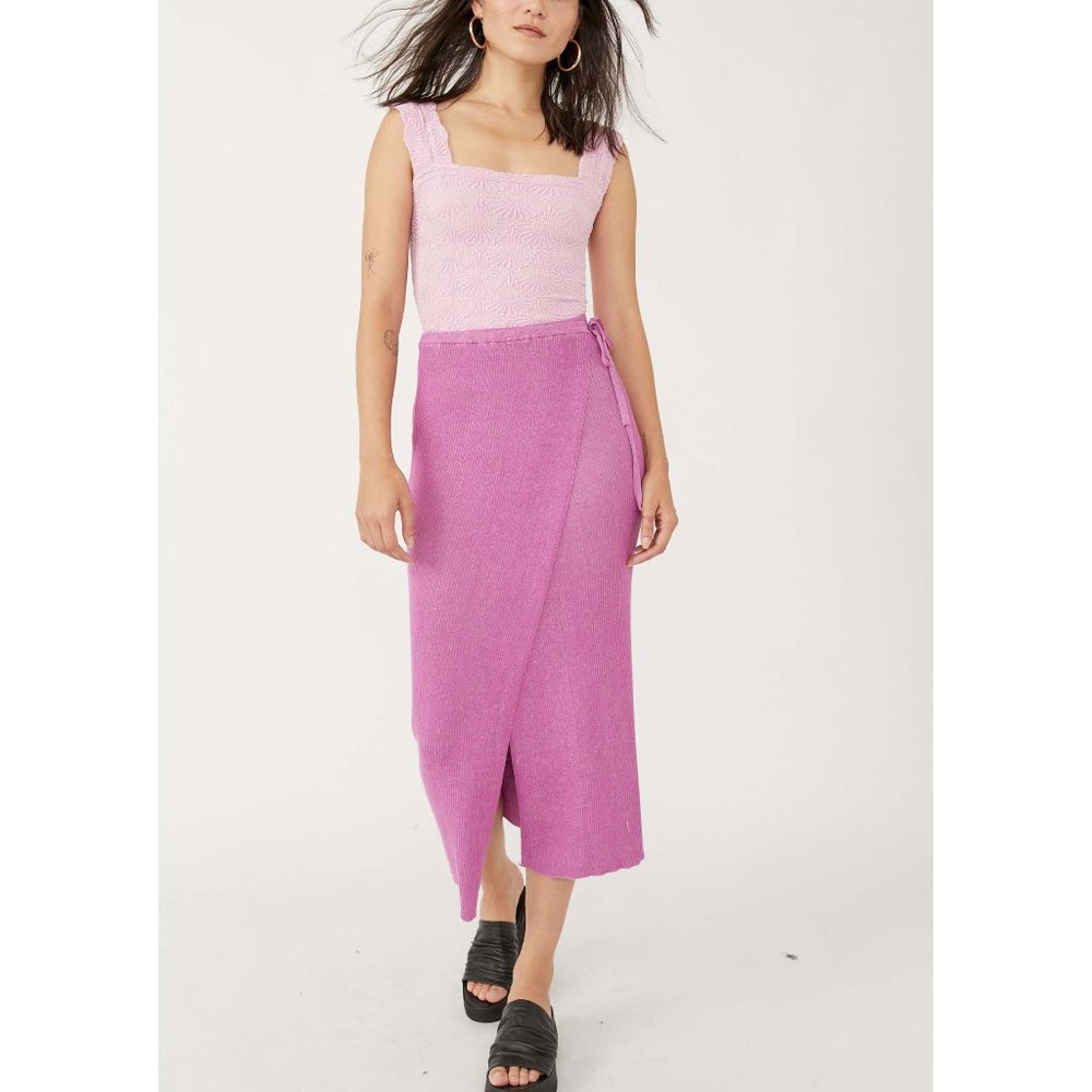 NWT Free People Borderline Midi Skirt / Orchid Combo